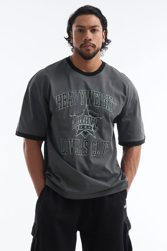 HDEX Baju Korea Olahraga LVS Club Short Sleeve Charcoal Pria Fitness