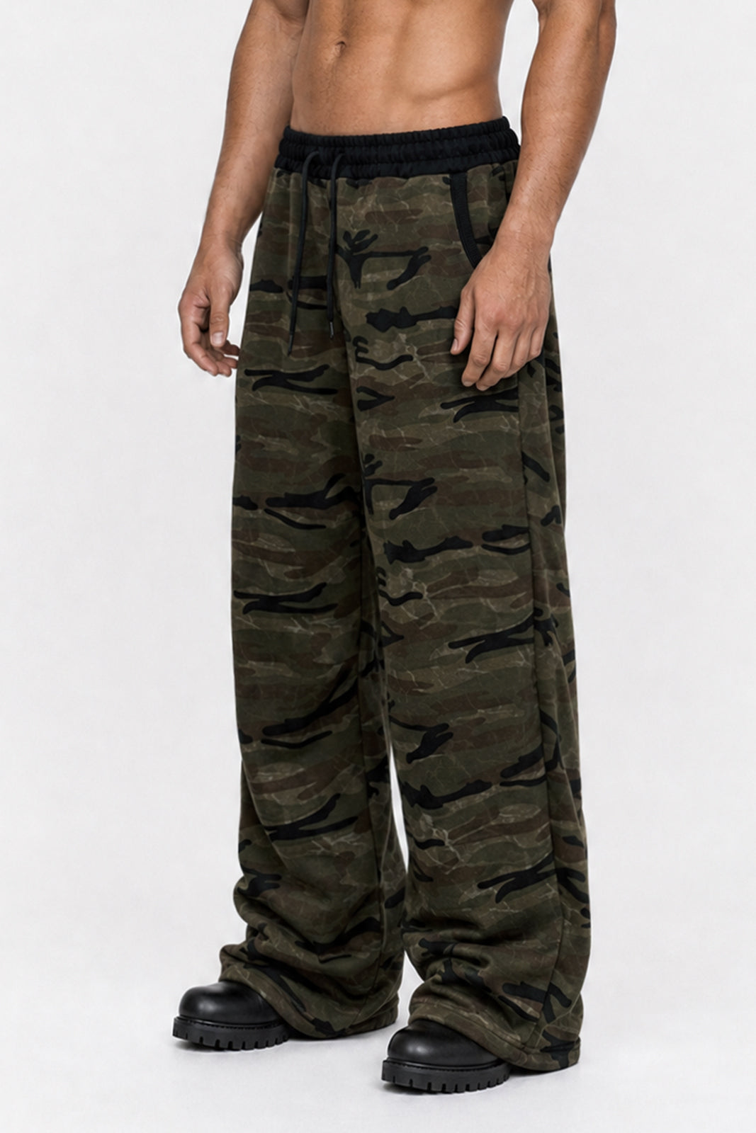 HDEX Celana Korea Olahraga Division Camo Sweatpants Khaki Pria Fitness