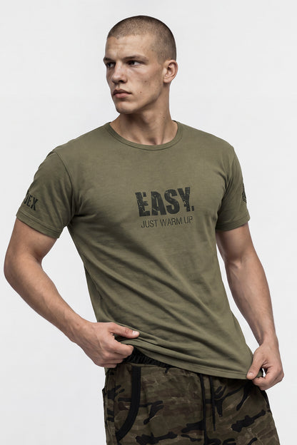 HDEX Baju Korea Olahraga EJWU Muscle Fit Short Sleeve Khaki Pria Fitness