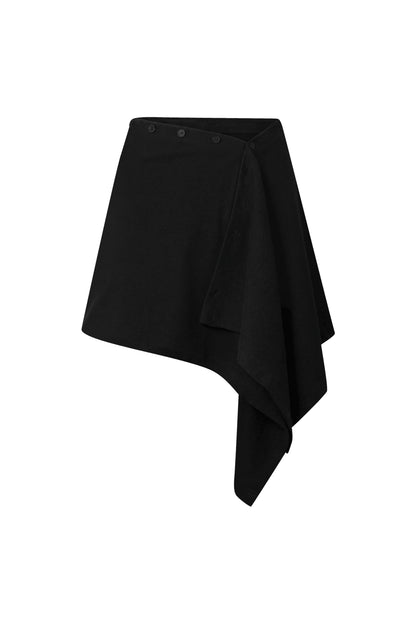 HDEX Rok Korea Olahraga Essential Drape Wrap Skirt Black Wanita Fitness