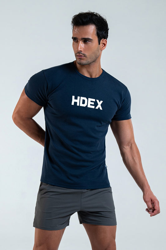 HDEX Main Logo Muscle Fit Sleeve T-Shirt Navy