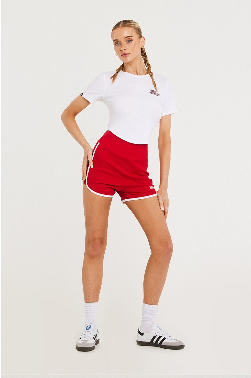 HDEX Womens Rounding Color Scheme Line Shorts Red