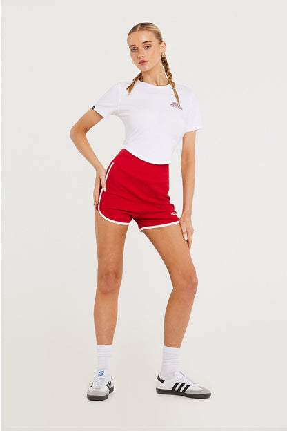 HDEX Womens Rounding Color Scheme Line Shorts Red