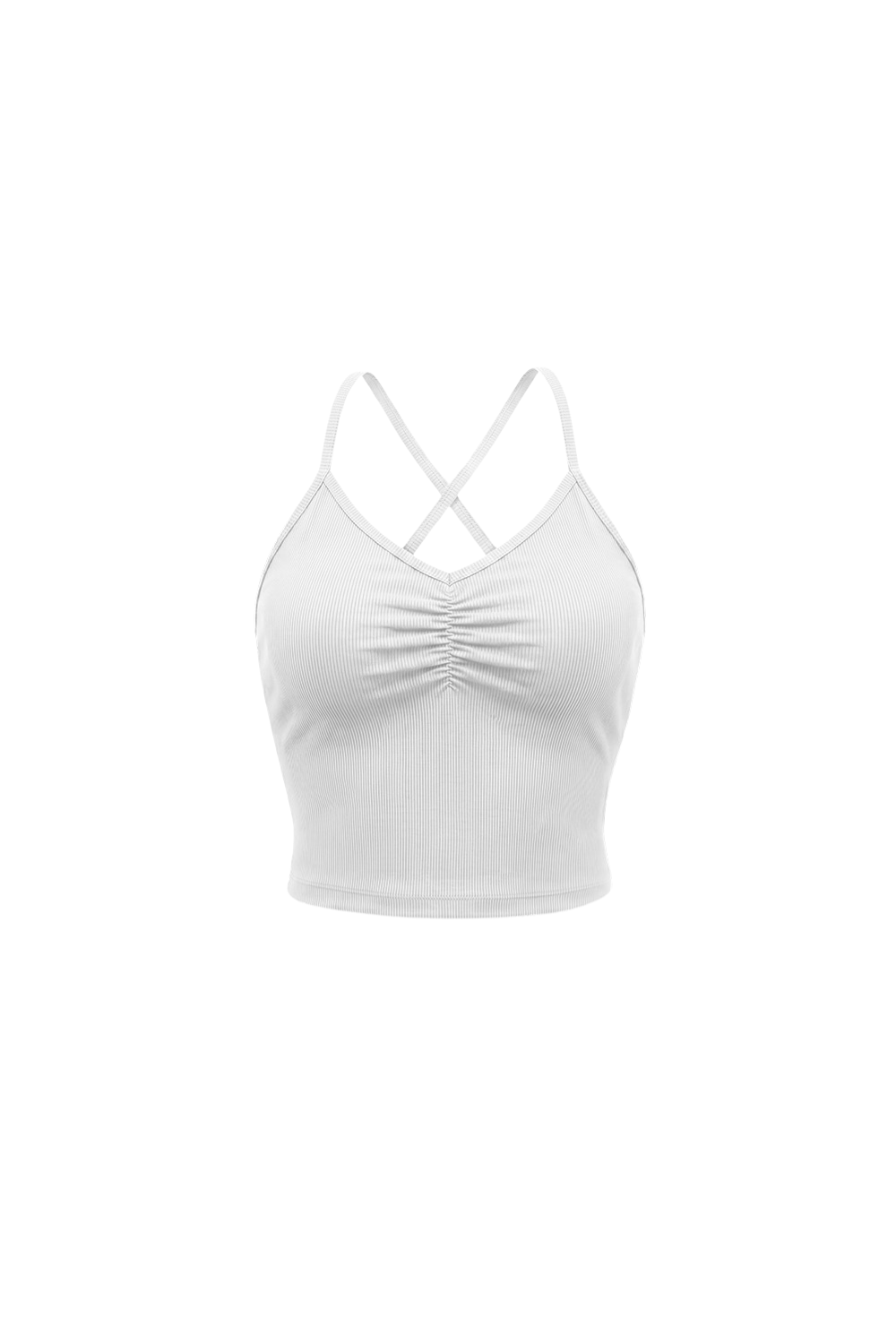 HDEX Baju Korea Olahraga Soft Skin Shirring Bra Top White Wanita Fitness