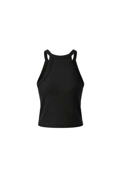 HDEX Baju Korea Olahraga Soft Skin Halterneck Bra Top Black Wanita Fitness