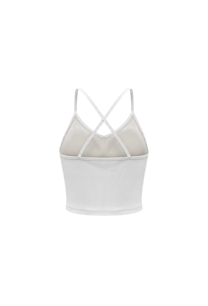 HDEX Baju Korea Olahraga Soft Skin Shirring Bra Top White Wanita Fitness