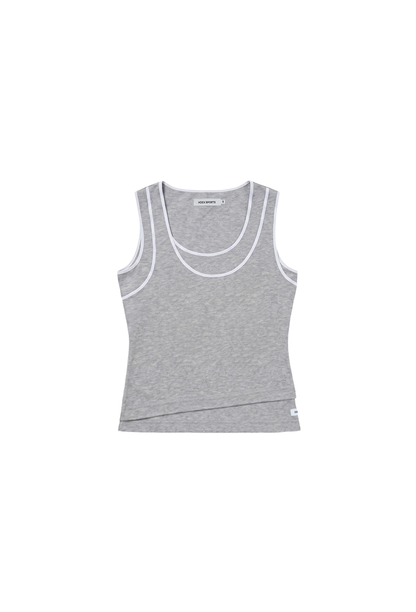 HDEX Baju Korea Olahraga Essential Double Layer Sleeveless W Melange Gray Wanita Fitness