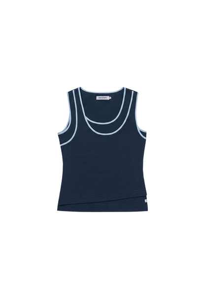 HDEX Baju Korea Olahraga Essential Double Layer Sleeveless W Navy Wanita Fitness