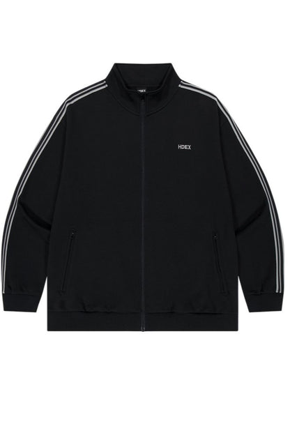 HDEX Baju Korea Olahraga Main Logo Track Jacket Black Jaket Pria Wanita Fitness