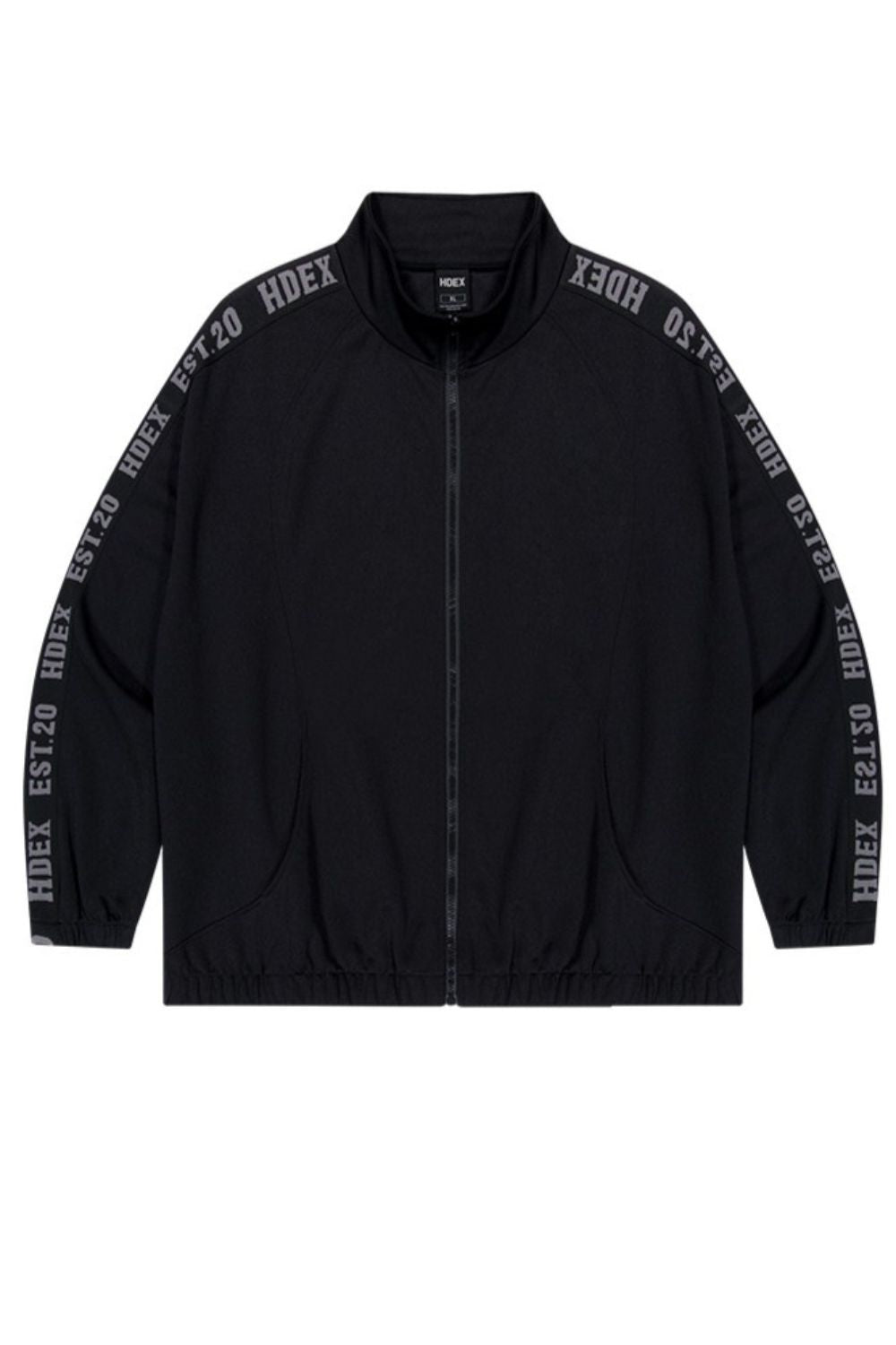 HDEX Baju Korea Olahraga Tape Mesh Track Jacket Black Jaket Pria fitness