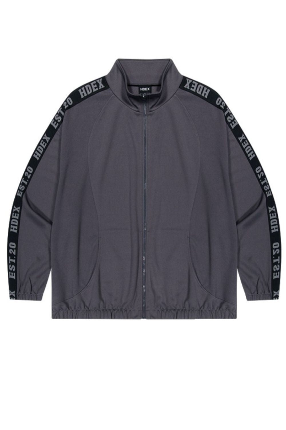 HDEX Baju Korea Olahraga Tape Mesh Track Jacket Charcoal Jaket Pria fitness
