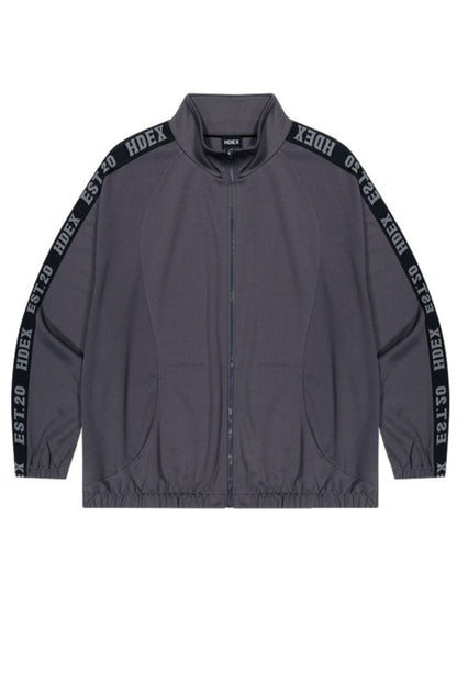 HDEX Baju Korea Olahraga Tape Mesh Track Jacket Charcoal Jaket Pria fitness