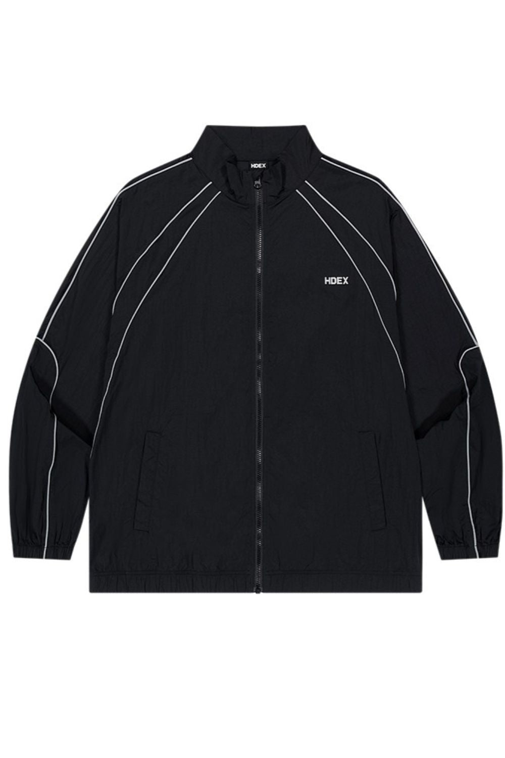 HDEX Baju Korea Olahraga Piping Nylon Jacket Black Jaket Pria Wanita Fitness