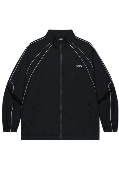 HDEX Baju Korea Olahraga Piping Nylon Jacket Black Jaket Pria Wanita Fitness