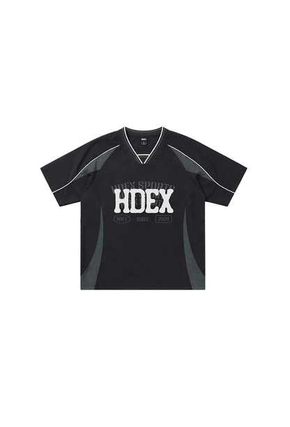 HDEX Baju Korea Olahraga Reverse Double Layer Half Jersey Short Sleeve Black Pria Fitness