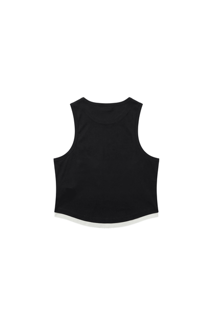 HDEX Baju Korea Olahraga Legacy Slim Fit Crop Tank Top Black Wanita Fitness
