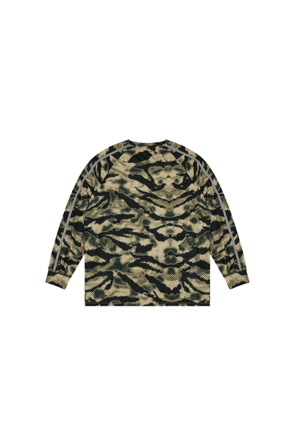 HDEX Baju Korea Olahraga Squad Camo Mesh Long Sleeve Khaki Camo Pria Fitness