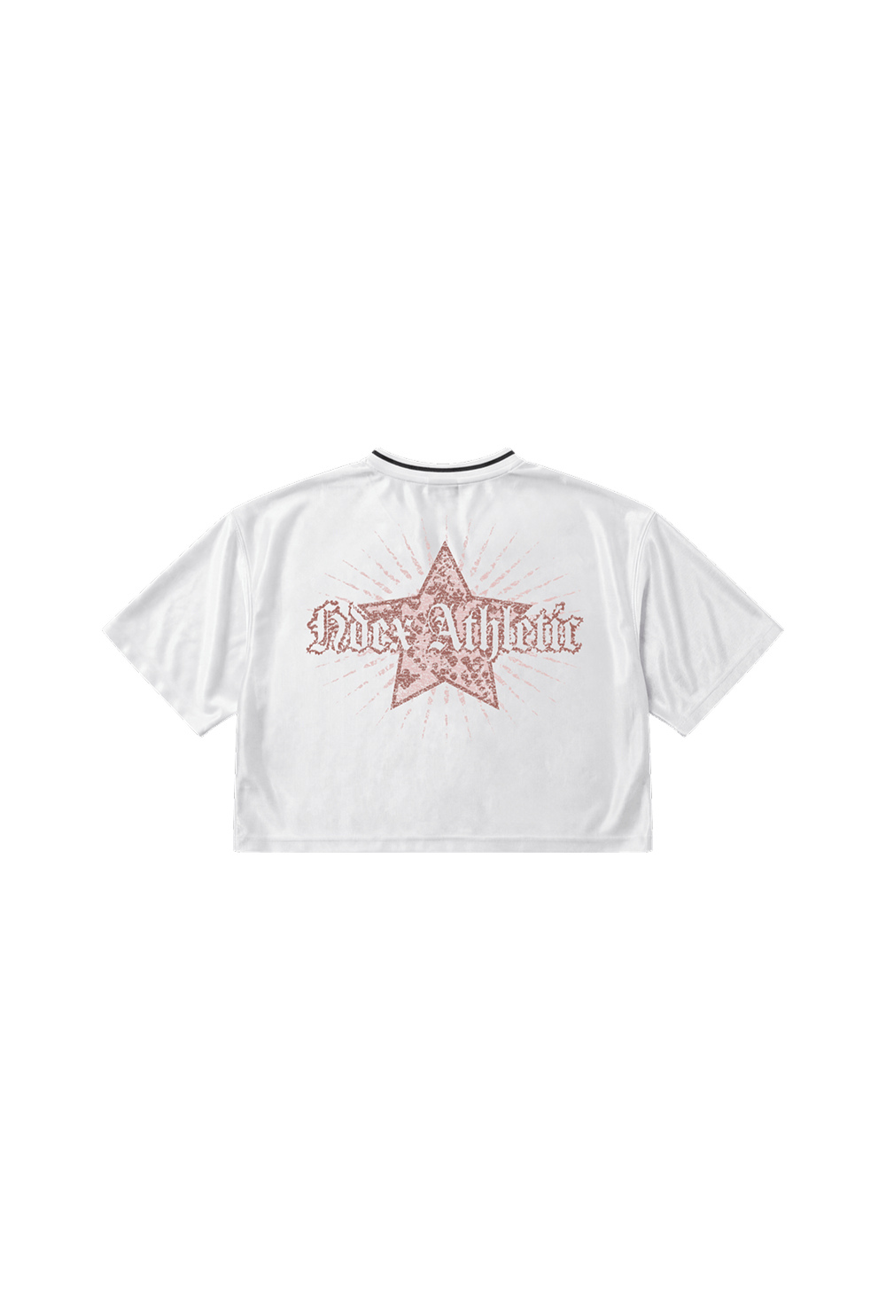 HDEX Baju Korea Olahraga Star Satin Crop Short Sleeve White Wanita Fitness