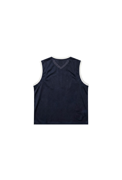 HDEX Baju Korea Olahraga Box Layer Mesh Sleeveless Navy Pria Fitness
