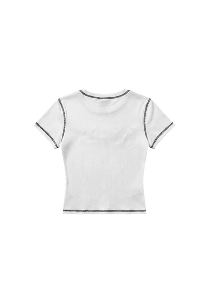 HDEX Baju Korea Olahraga Ribbed Stitch Short Sleeve W White Wanita Fitness