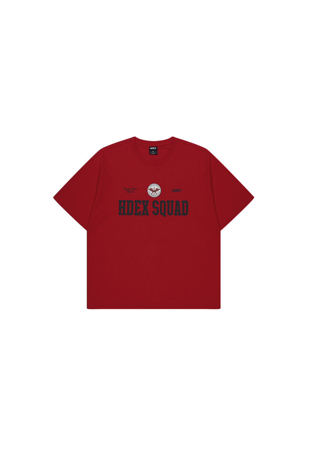 HDEX Baju Korea Olahraga Squad Short Sleeve Deep Red Pria Fitness