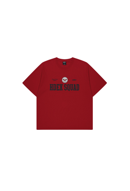 HDEX Baju Korea Olahraga Squad Short Sleeve Deep Red Pria Fitness