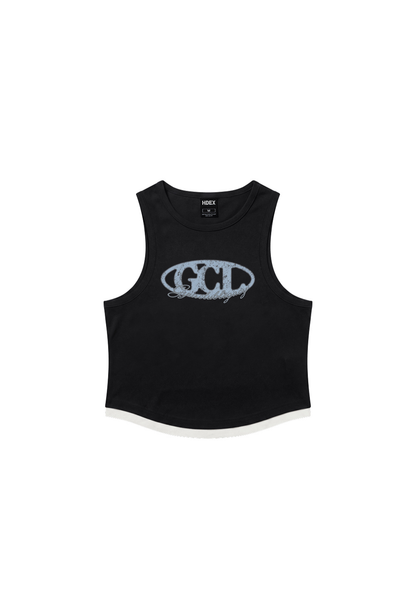 HDEX Baju Korea Olahraga Legacy Slim Fit Crop Tank Top Black Wanita Fitness