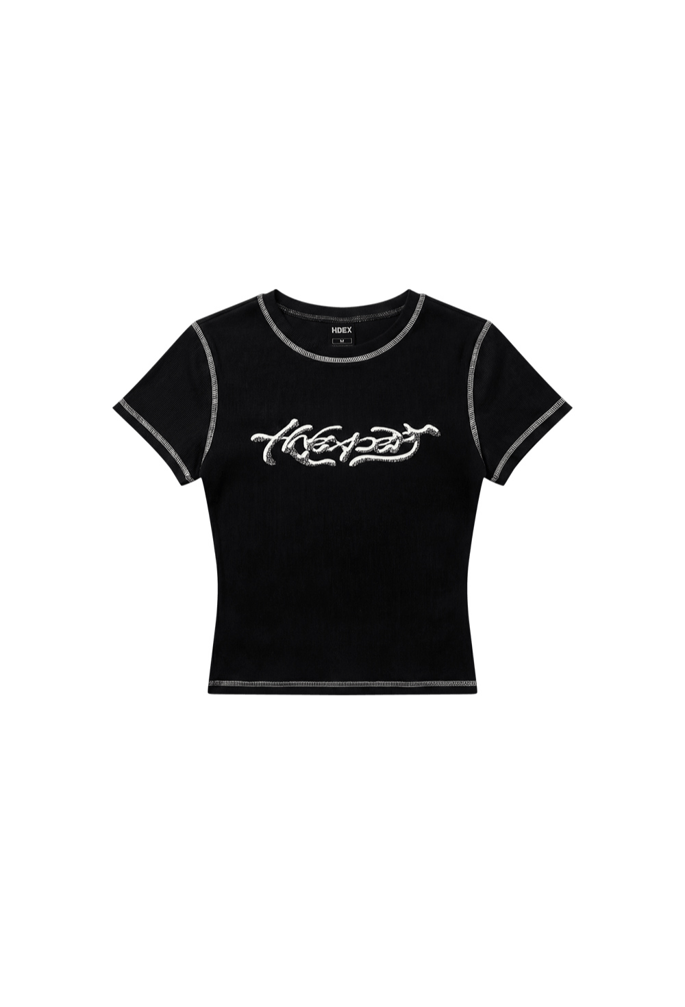 HDEX Baju Korea Olahraga Ribbed Stitch Short Sleeve W Black Wanita Fitness