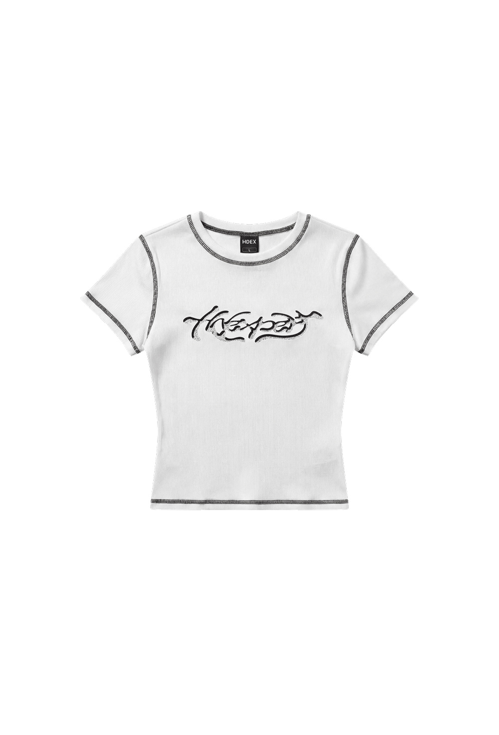 HDEX Baju Korea Olahraga Ribbed Stitch Short Sleeve W White Wanita Fitness