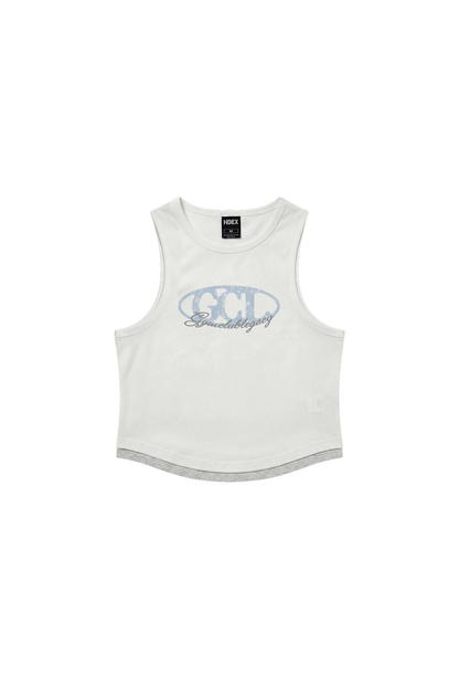 HDEX Baju Korea Olahraga Legacy Slim Fit Crop Tank Top White Wanita Fitness