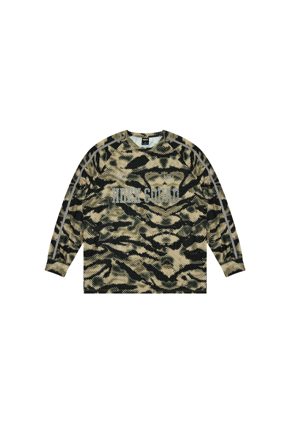 HDEX Baju Korea Olahraga Squad Camo Mesh Long Sleeve Khaki Camo Pria Fitness