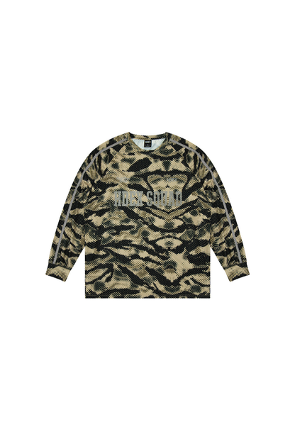 HDEX Baju Korea Olahraga Squad Camo Mesh Long Sleeve Khaki Camo Pria Fitness