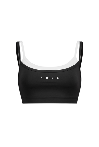 HDEX Baju Korea Olahraga Light Support Layered Bra Top Black Wanita Fitness