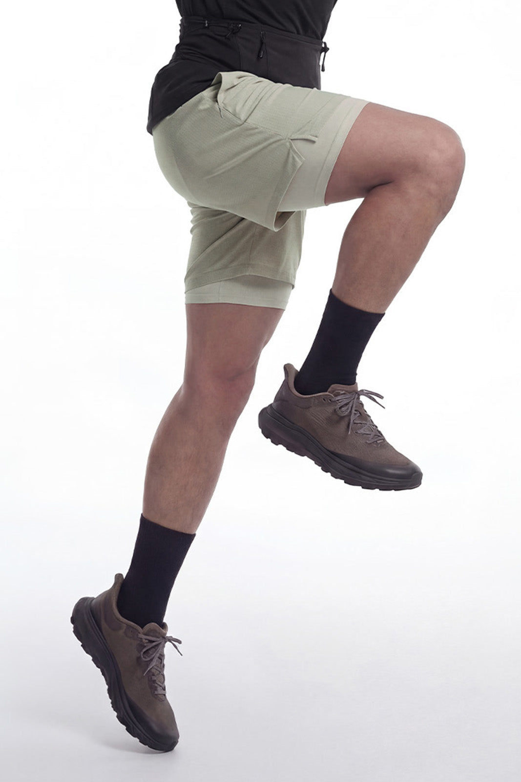 HDEX Celana Korea Olahraga 2in1 Velo Light Shorts Ash Beige Pria Fitness