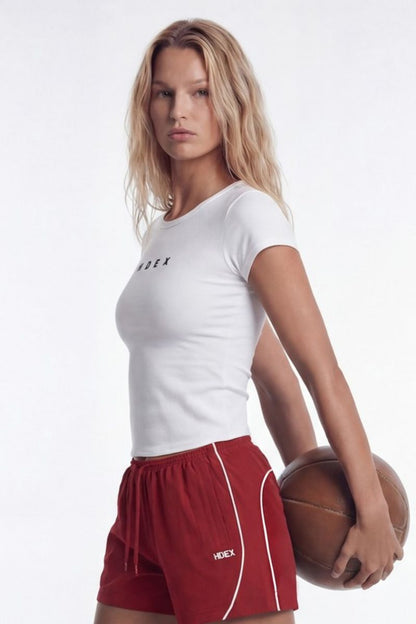 HDEX Baju Korea Olahraga Active Maund Slim Fit Short Sleeve White Wanita Fitness