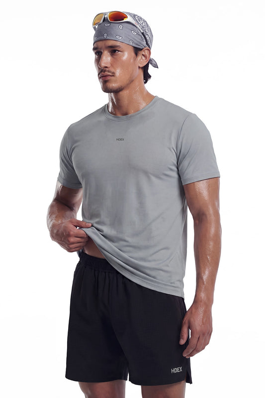 HDEX Baju Korea Olahraga Aero Tech Short Sleeve Fog Gray Pria Fitness