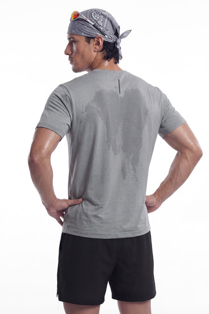 HDEX Baju Korea Olahraga Aero Tech Short Sleeve Fog Gray Pria Fitness