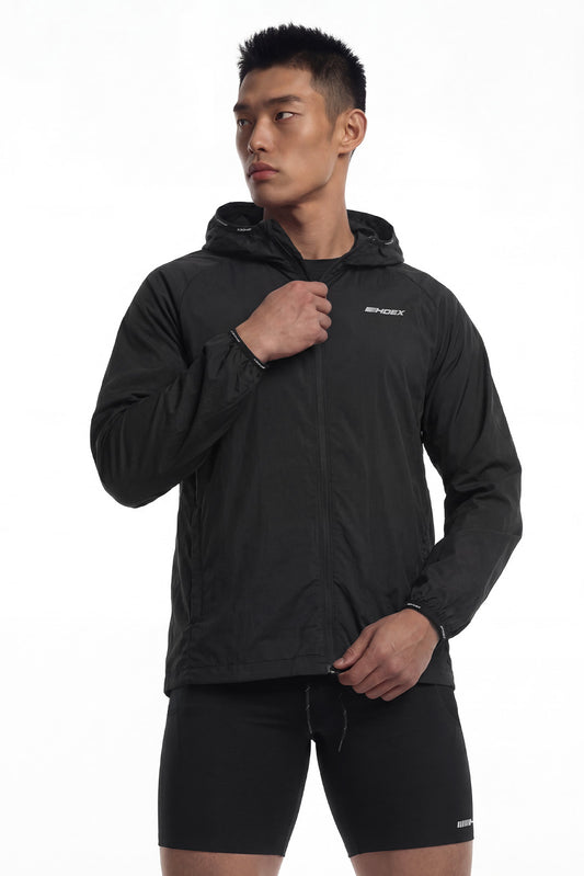 HDEX Baju Korea Olahraga Assist Lightweight Packable Jacket Black Pria Fitness
