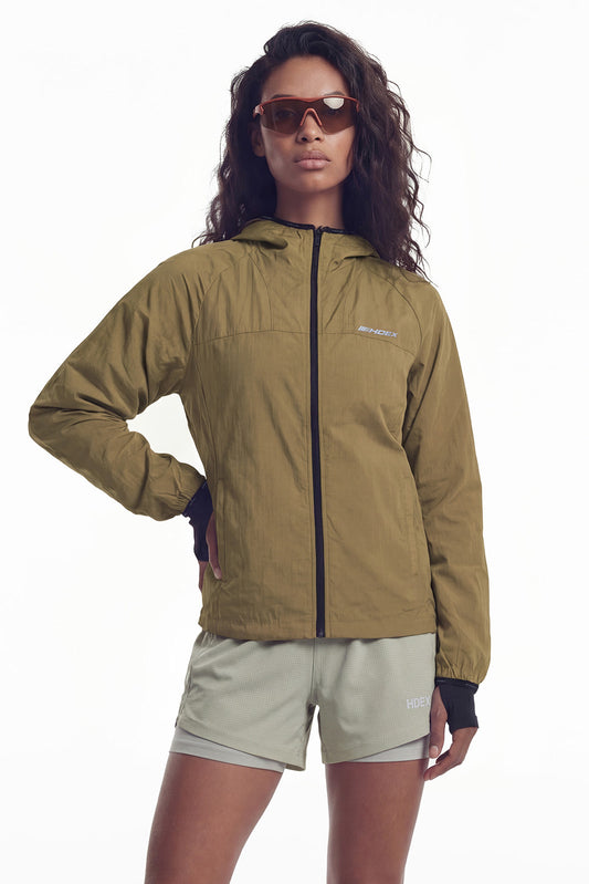 HDEX Baju Korea Olahraga Assist Lightweight Packable Jacket W Camel Wanita Fitness