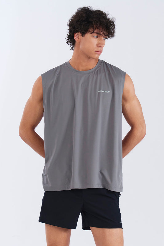 HDEX Baju Korea Olahraga Assist Lining Core Sleeveless Dark Gray Pria Fitness