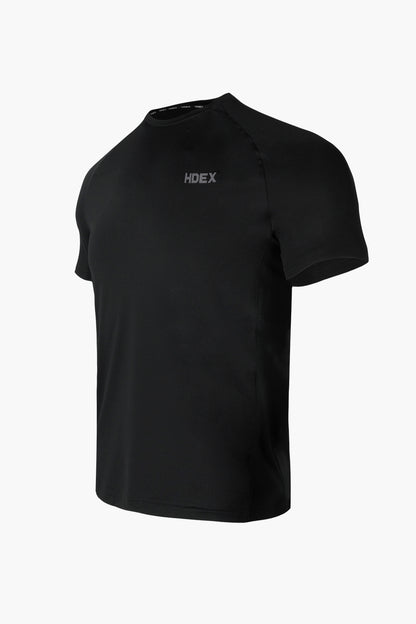 HDEX Baju Korea Olahraga Assist Solid Short Sleeve Black Pria Fitness