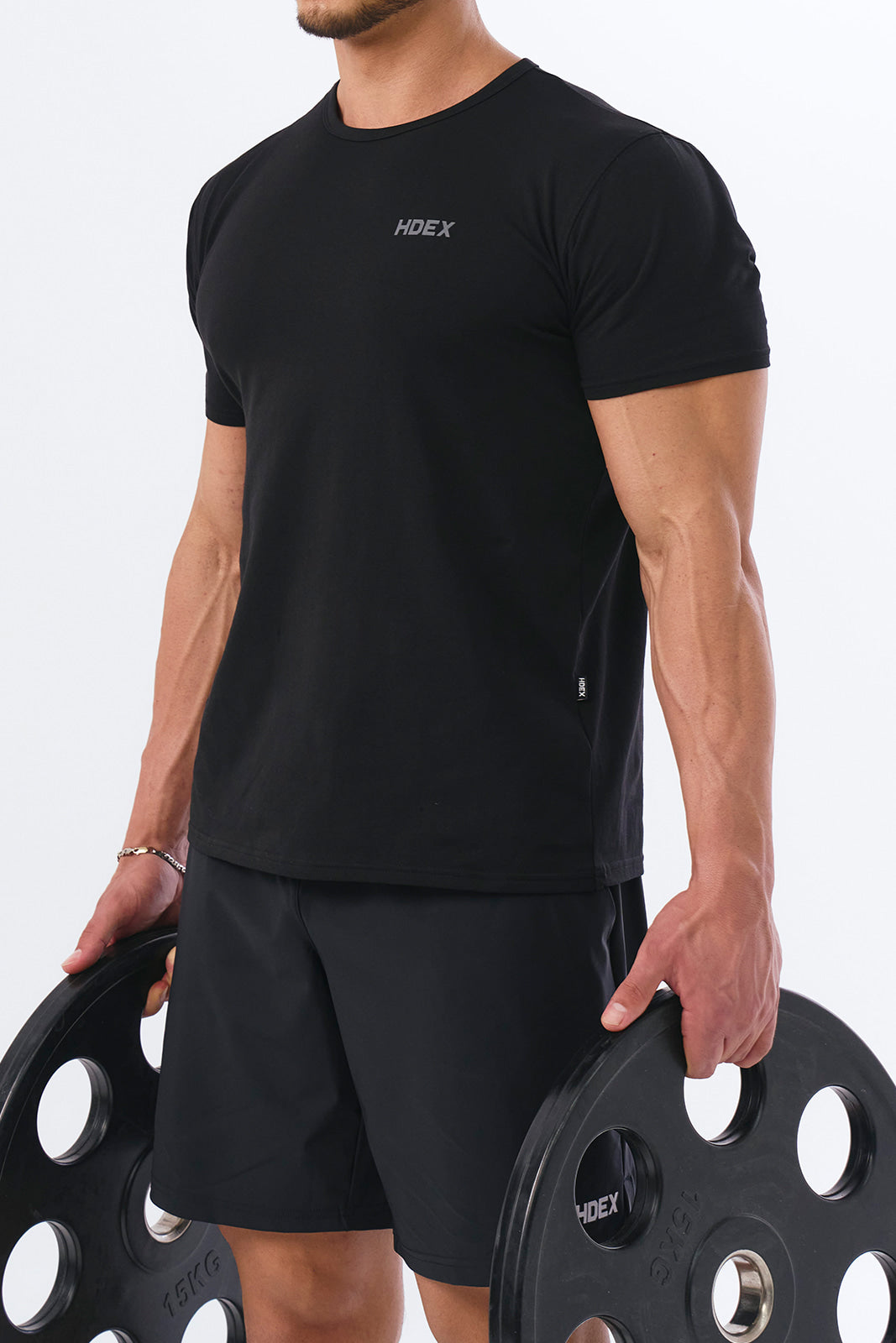 HDEX Baju Korea Olahraga Assist Solid Short Sleeve Black Pria Fitness