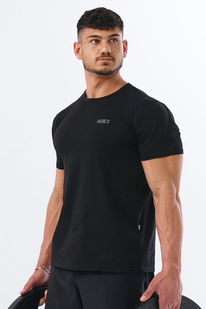 HDEX Baju Korea Olahraga Assist Solid Short Sleeve Black Pria Fitness