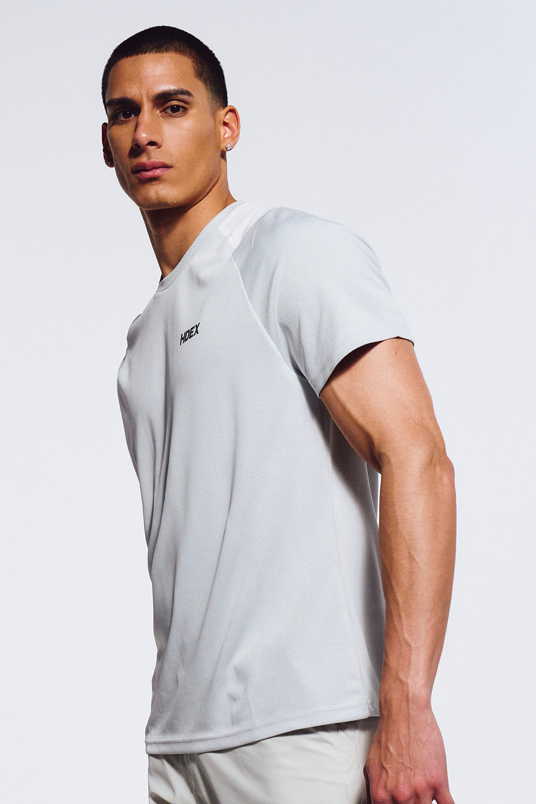 HDEX Baju Korea Olahraga Assist Textured Short Sleeve White Pria Fitness