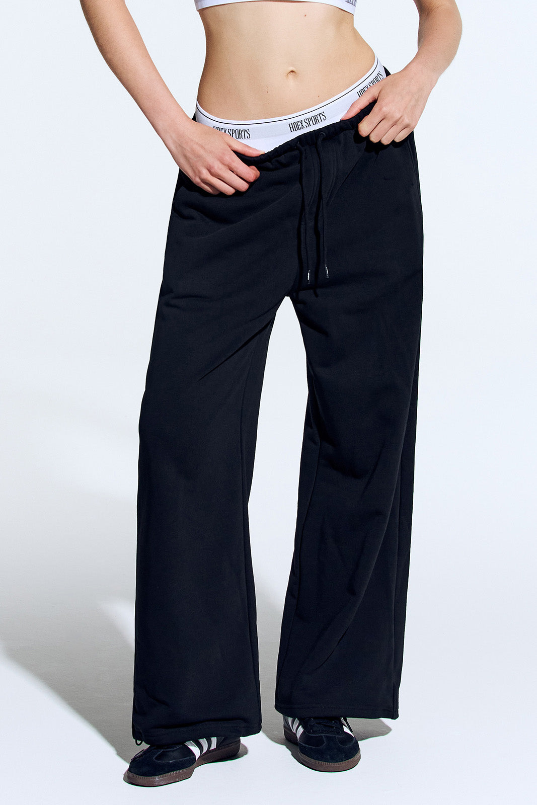 HDEX Celana Korea Olahraga Banding Retreat Double Layer Sweat Pants Black