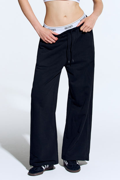 HDEX Celana Korea Olahraga Banding Retreat Double Layer Sweat Pants Black