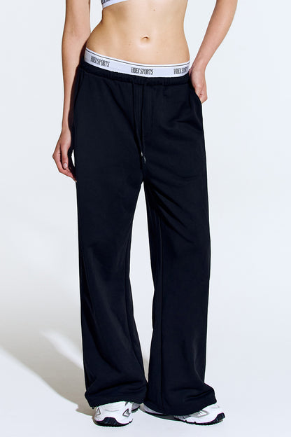 HDEX Celana Korea Olahraga Banding Retreat Double Layer Sweat Pants Black