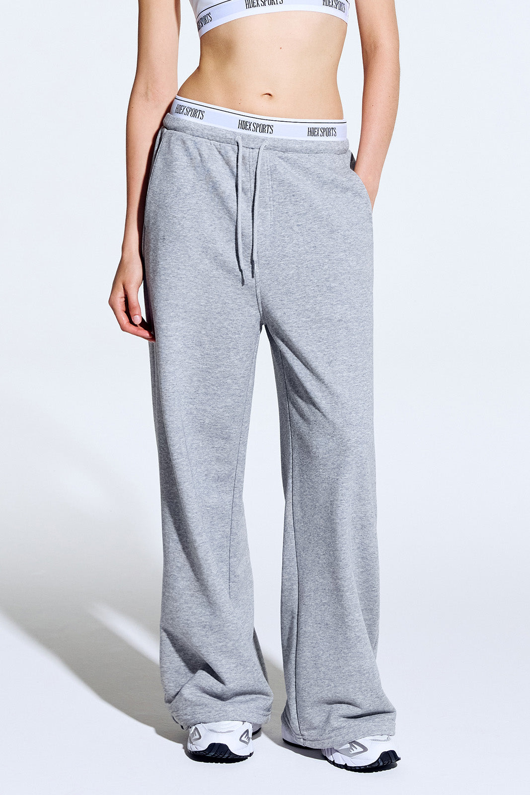 HDEX Celana Korea Olahraga Banding Retreat Double Layer Sweat Pants Melange Gray