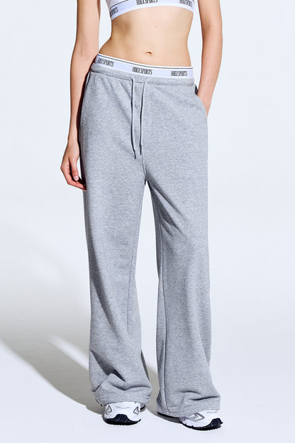 HDEX Celana Korea Olahraga Banding Retreat Double Layer Sweat Pants Melange Gray