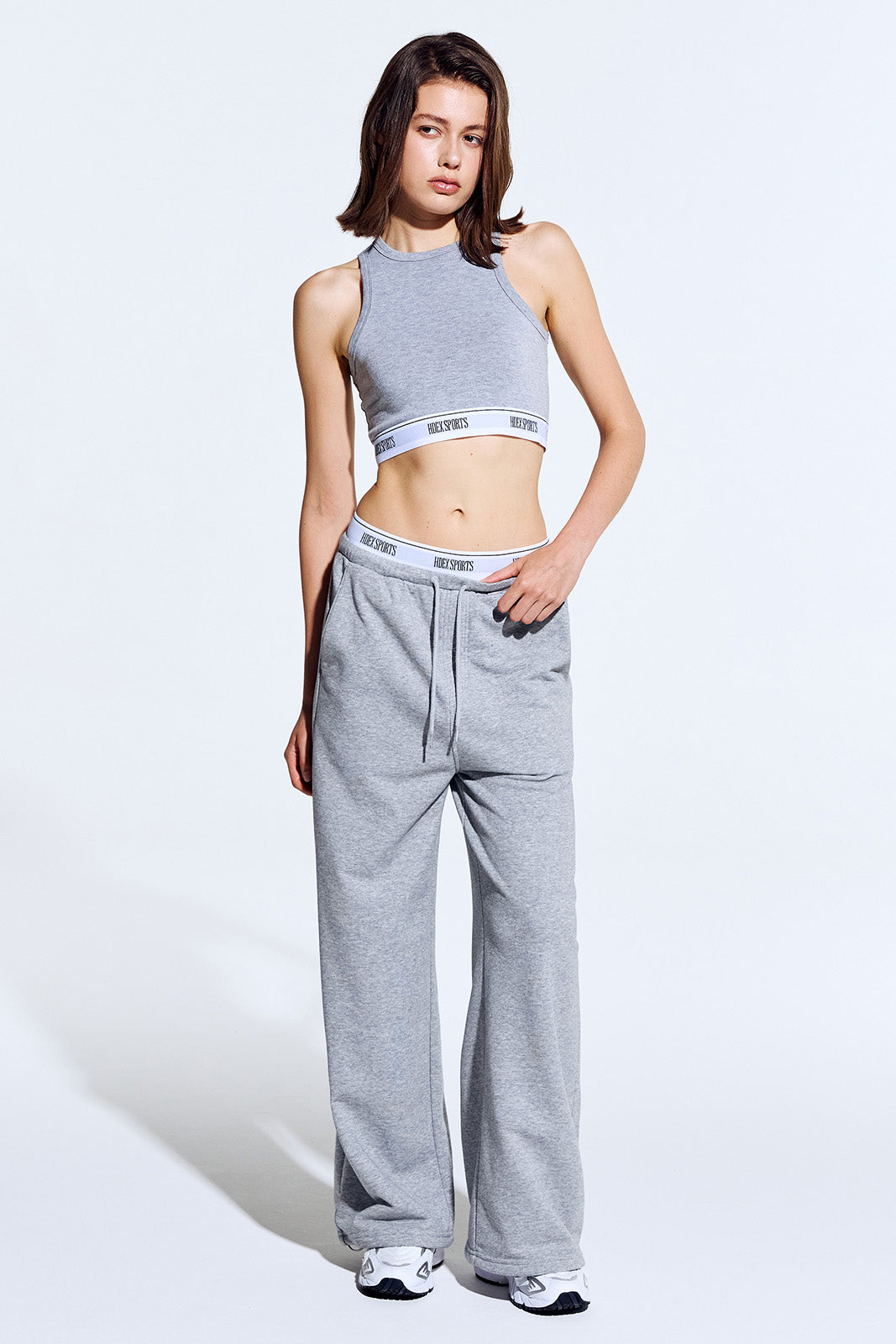 HDEX Celana Korea Olahraga Banding Retreat Double Layer Sweat Pants Melange Gray